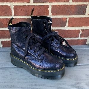 Dr. Martens Shimmering Black Combat Boots